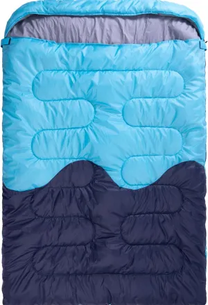 Sleeping Bag - Double Camping Sleeping Bags 2 Person for Adults Kids Boys Girls for Hiking Backpacking - Warm Cold Weather Lightweight Portable with Compression Bag for Indoors Outdoors Activities