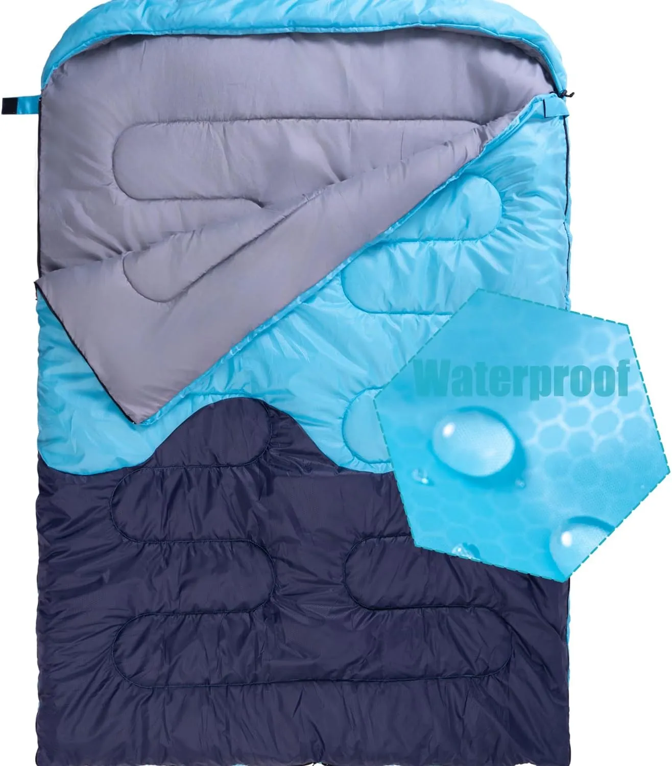 Sleeping Bag - Double Camping Sleeping Bags 2 Person for Adults Kids Boys Girls for Hiking Backpacking - Warm Cold Weather Lightweight Portable with Compression Bag for Indoors Outdoors Activities