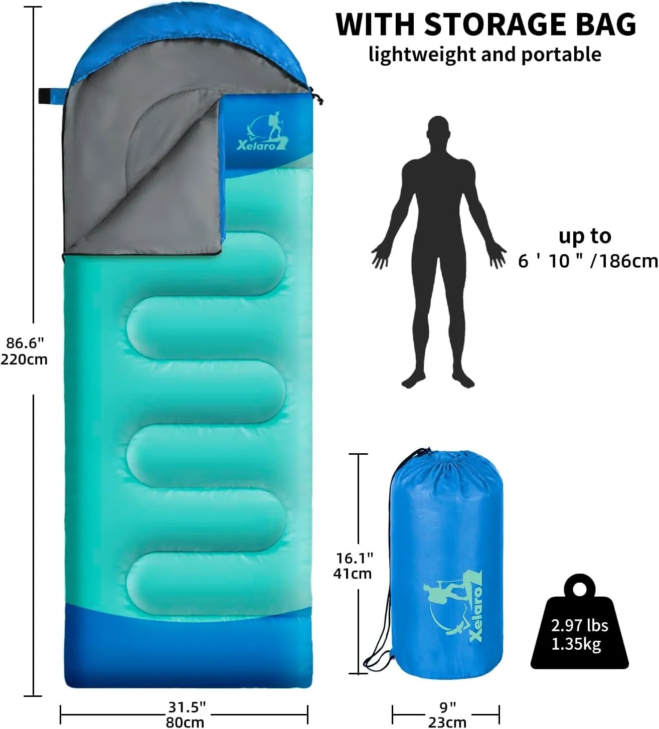 Sleeping Bags for Adults Kids - 3 Season Cold&Warm Weather Waterproof Camping Sleeping Bags - Lightweight Sleeping Bags for Camping Hiking Outdoor Travel