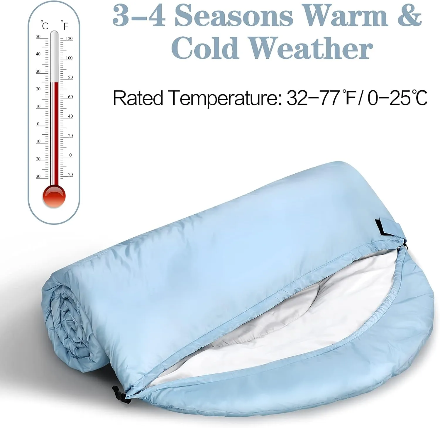 Sleeping Bags for Adults, Teens & Kids - Use for 3-4 Seasons, Warm & Cold Weather - Lightweight,Waterproof, Use for Backpacking, Hiking and Camping