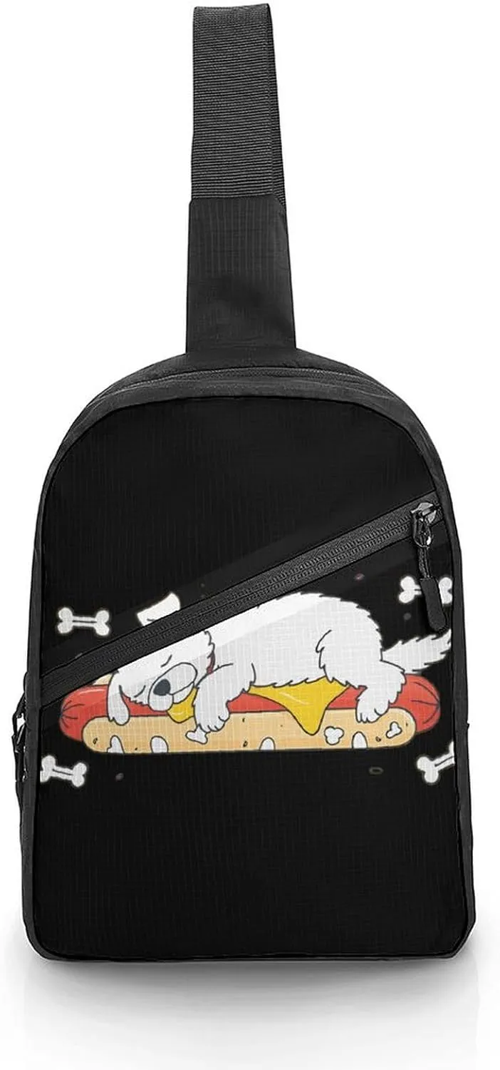 Sleeping Dog Hot Dog Foldable Crossbody Sling Bags Shoulder Backpack Chest DayPack Handbag