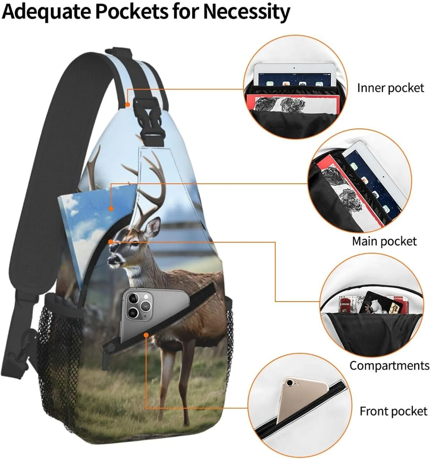 Sling Bag for Women Men Crossbody Bag Sling Backpack Dog running Cross Body Bag Adjustable Chest Bag