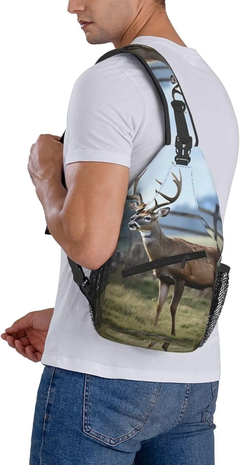 Sling Bag for Women Men Crossbody Bag Sling Backpack Dog running Cross Body Bag Adjustable Chest Bag
