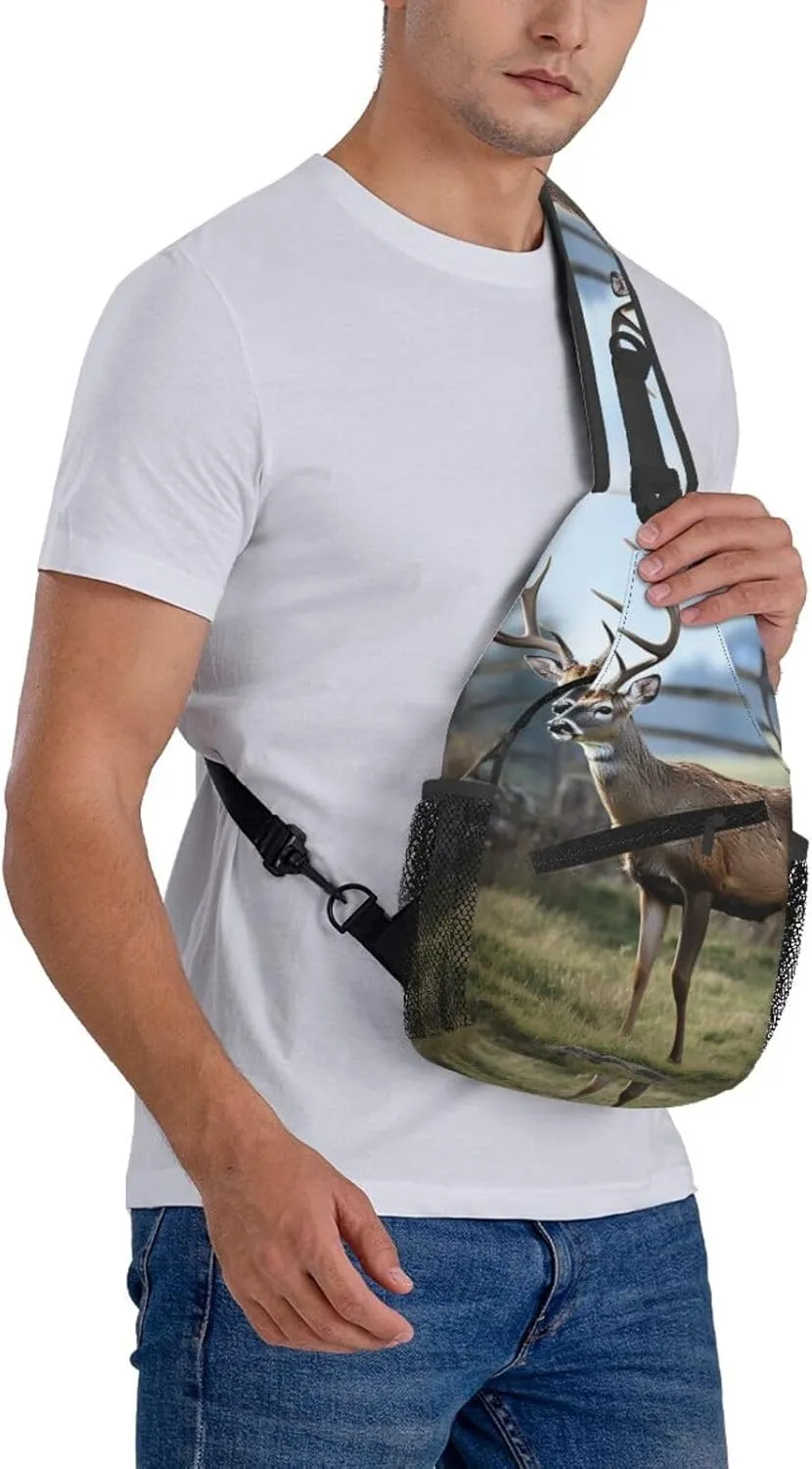 Sling Bag for Women Men Crossbody Bag Sling Backpack Dog running Cross Body Bag Adjustable Chest Bag