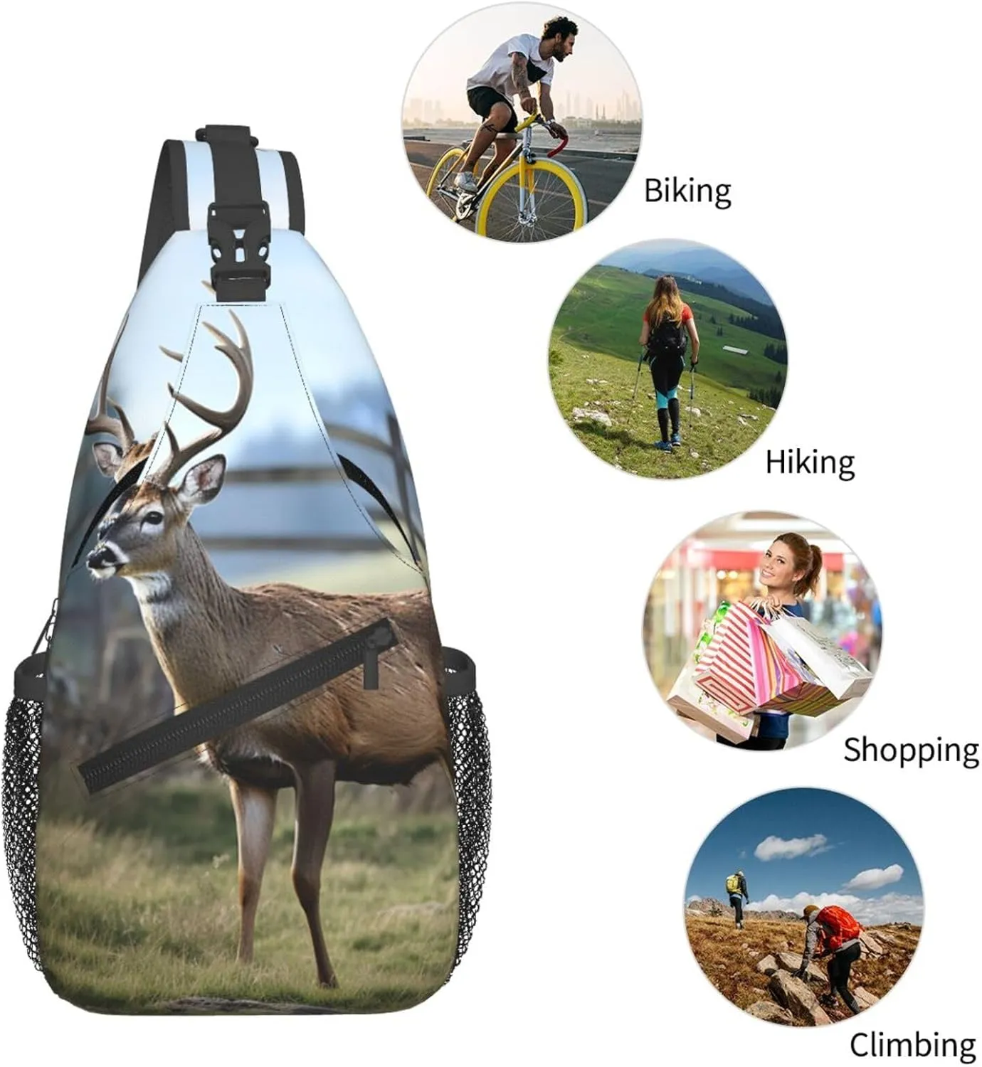Sling Bag for Women Men Crossbody Bag Sling Backpack Dog running Cross Body Bag Adjustable Chest Bag