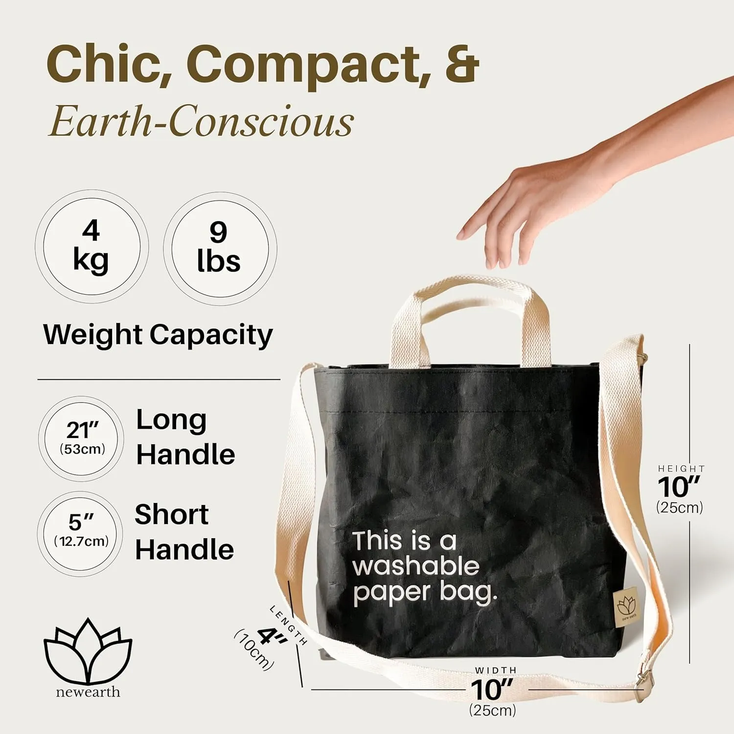 Sling Bags for Women & Men - Eco-Statement Washable Paper Bag, Replaces Single-Use Bags - Lightweight & Durable Crossbody Bag