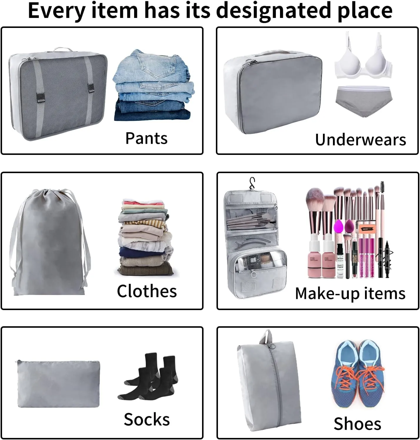 SLMT 10 Set Packing Cubes for Suitcases, Luggage Organizer Bags for Carry On, Travel Bags Organizer for Luggage, Must Have Travel Essentials for Women and Men (Grey)