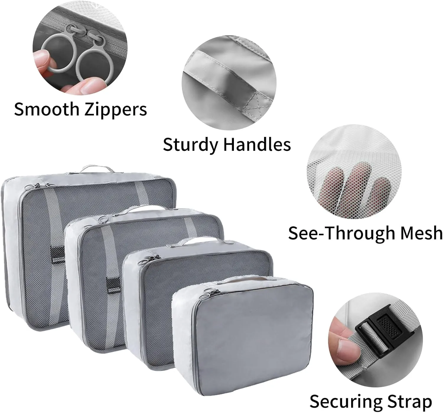 SLMT 10 Set Packing Cubes for Suitcases, Luggage Organizer Bags for Carry On, Travel Bags Organizer for Luggage, Must Have Travel Essentials for Women and Men (Grey)