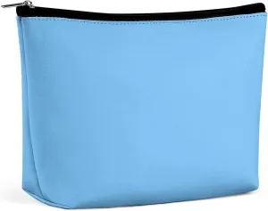 Small Cosmetic Bag, Blue Solid Colors Makeup Bags Elegant Roomy Pouch for Women,Travel Toiletry Accessories Organizer