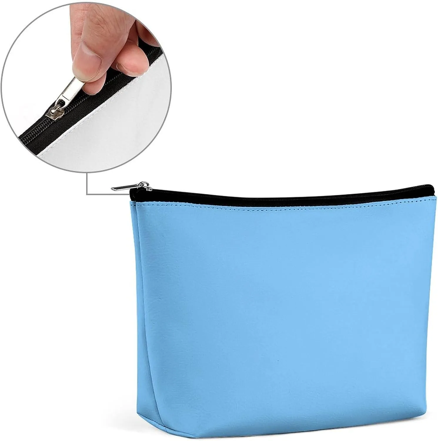 Small Cosmetic Bag, Blue Solid Colors Makeup Bags Elegant Roomy Pouch for Women,Travel Toiletry Accessories Organizer