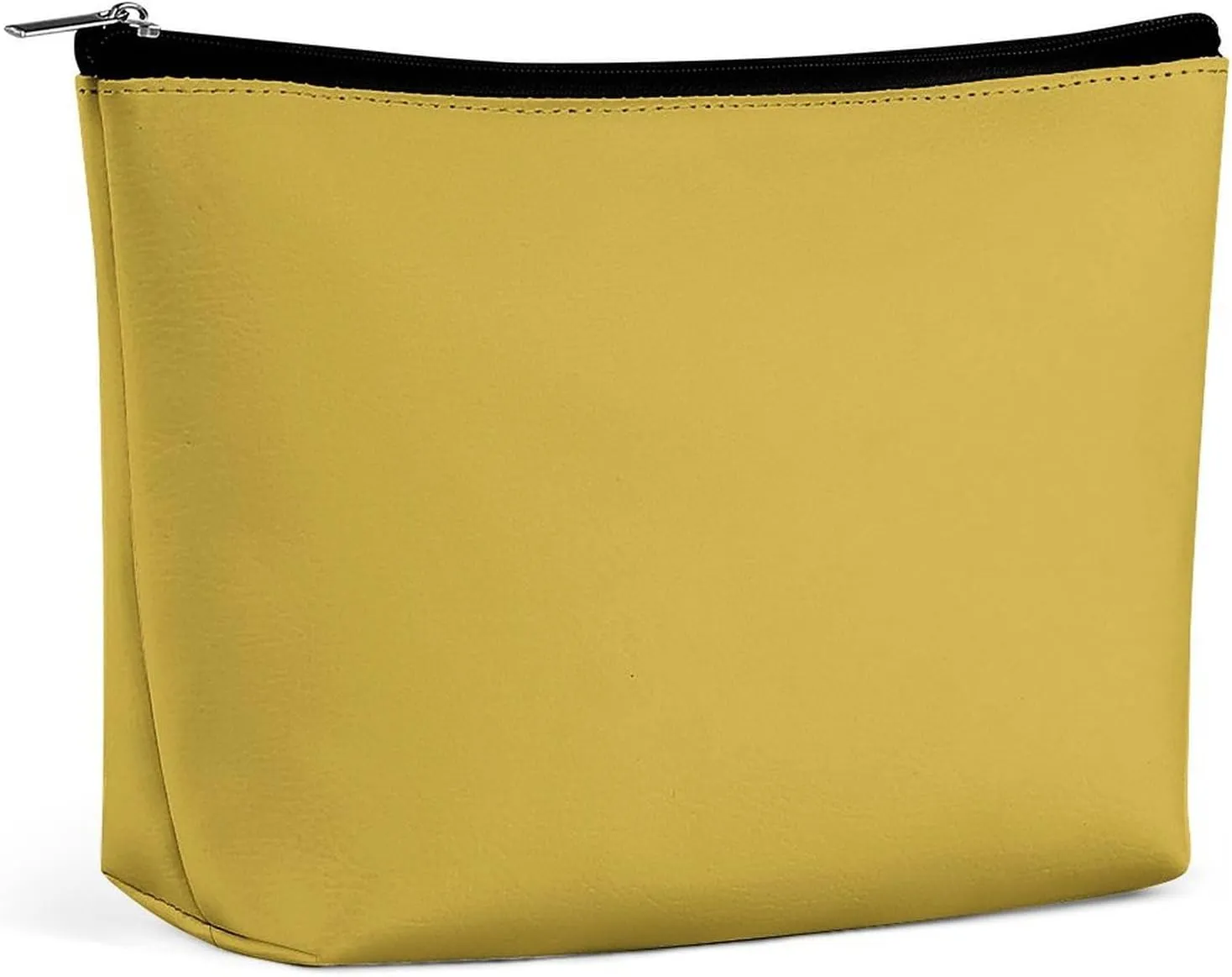 Small Cosmetic Bag, Mustard Yellow Solid Color Makeup Bags Elegant Roomy Pouch for Women,Travel Toiletry Accessories Organizer