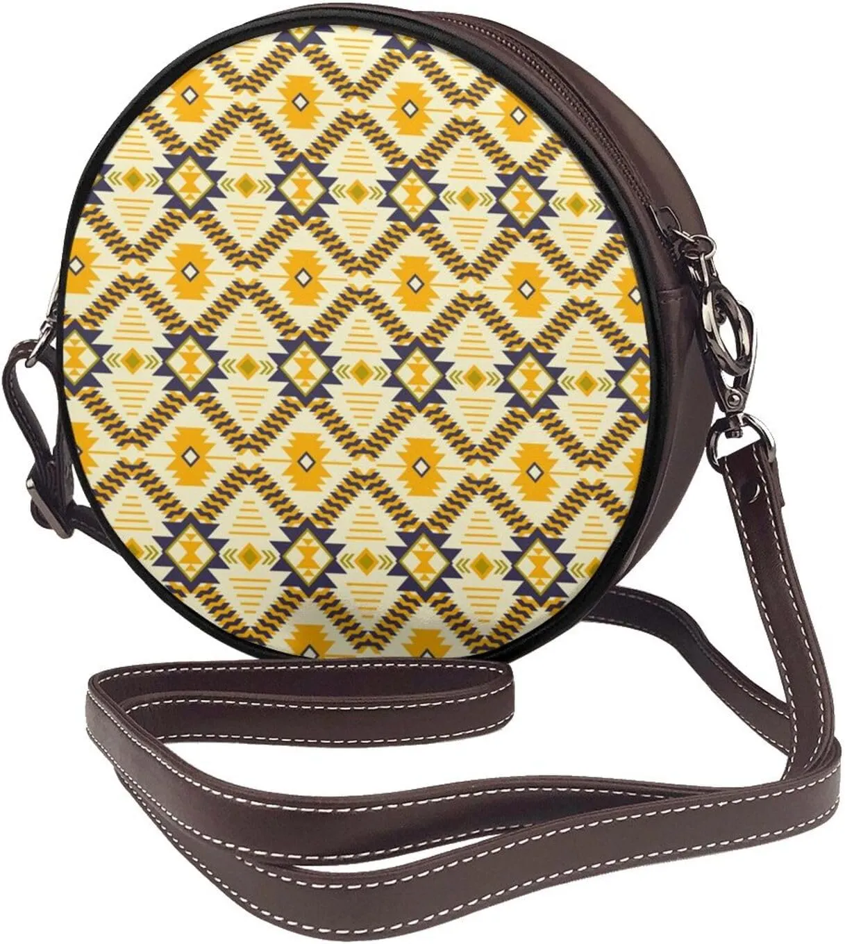 Small Crossbody Bags for Women Round Purses PU Leather Shoulder Bag with Adjustable Strap
