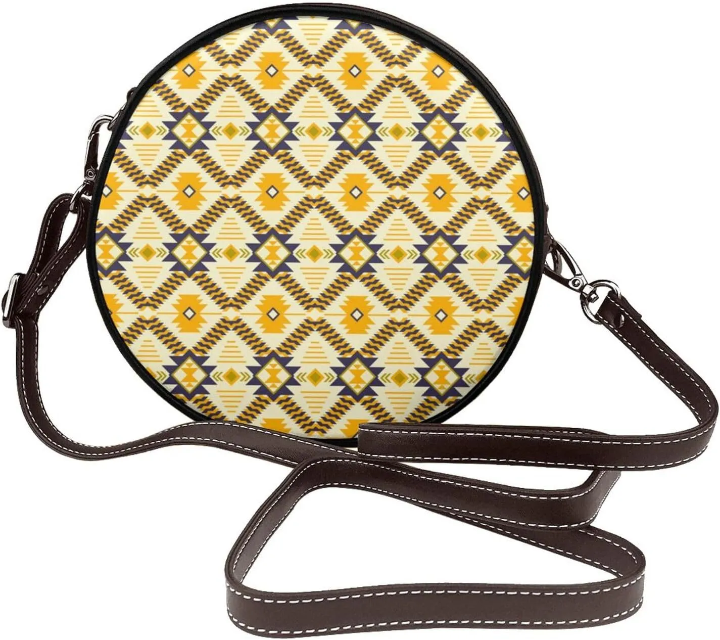 Small Crossbody Bags for Women Round Purses PU Leather Shoulder Bag with Adjustable Strap