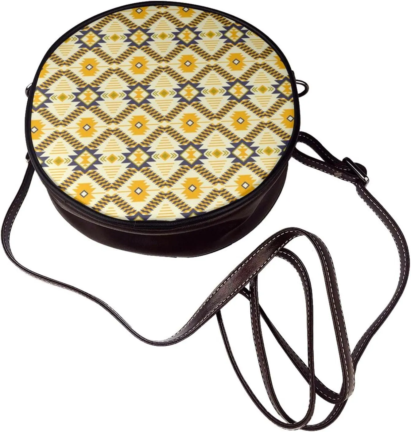 Small Crossbody Bags for Women Round Purses PU Leather Shoulder Bag with Adjustable Strap