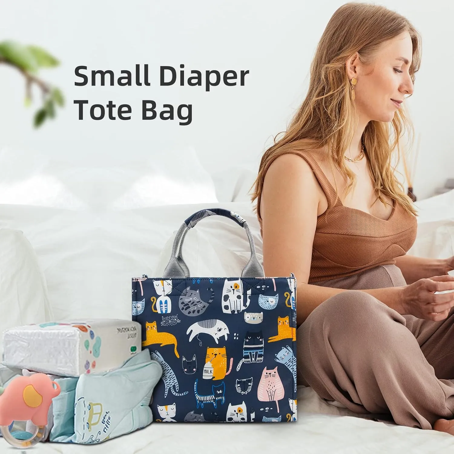 Small Diaper Bags Waterproof Travel Tote Mini Diaper Bag Multi-Function Baby Bags Crossbody Purse(Cat Paradise)