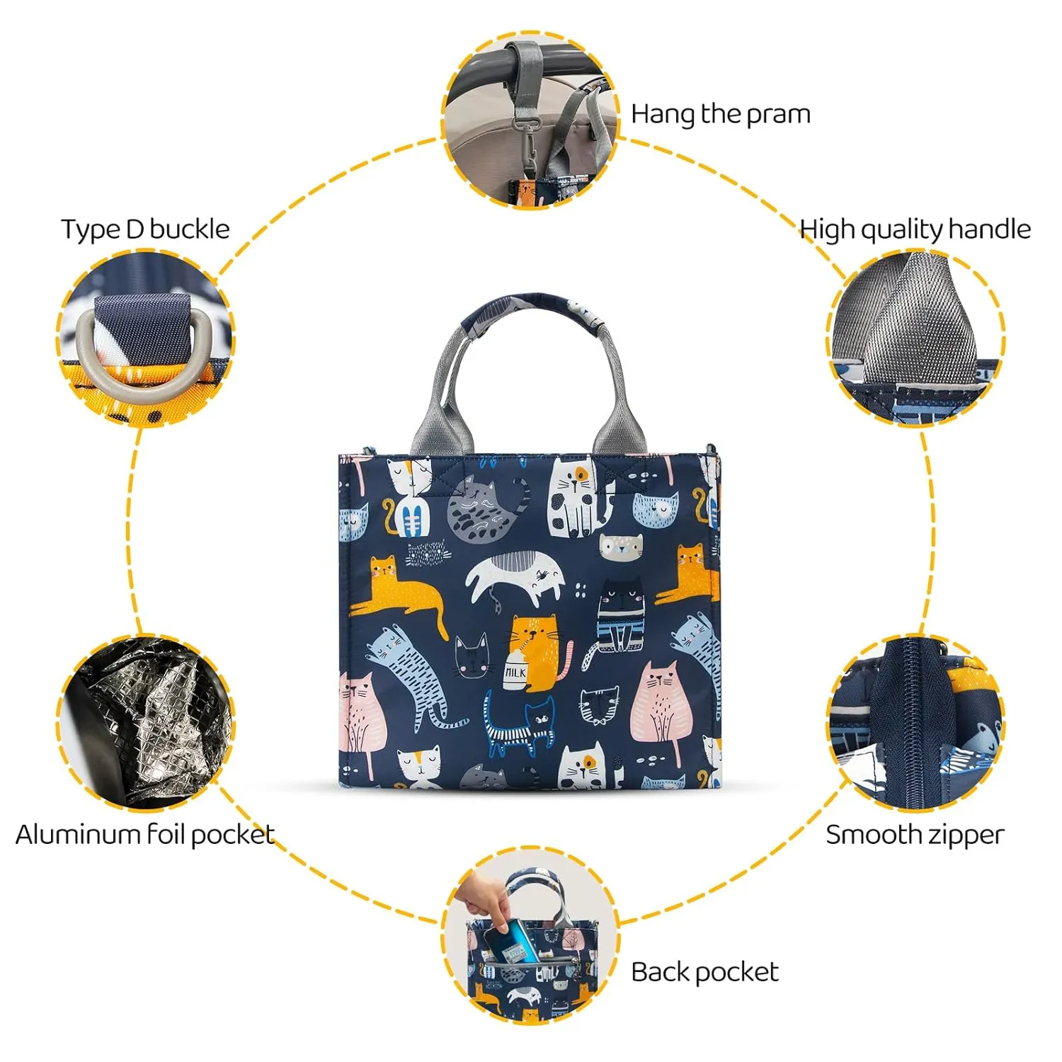 Small Diaper Bags Waterproof Travel Tote Mini Diaper Bag Multi-Function Baby Bags Crossbody Purse(Cat Paradise)
