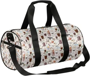 Small Gym Duffel Bags 17.8×9×9 Milk Sugar Coffee Gym Bag for Men Women Overnight Weekender Bag Lightweight Sport Duffle Bag Carry On Gymbag