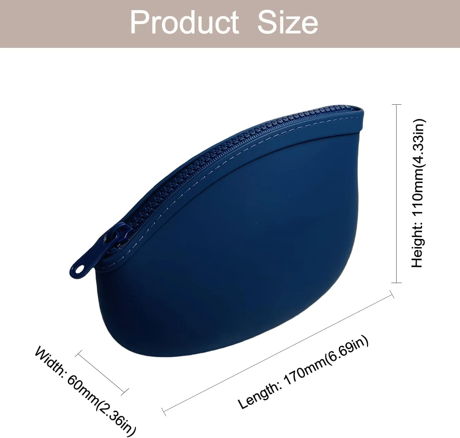 Small Makeup Bag Premium Silicone Purse Bag Multifunctional Essential Zipper Pouch Water and Heat Resistant (Blue)