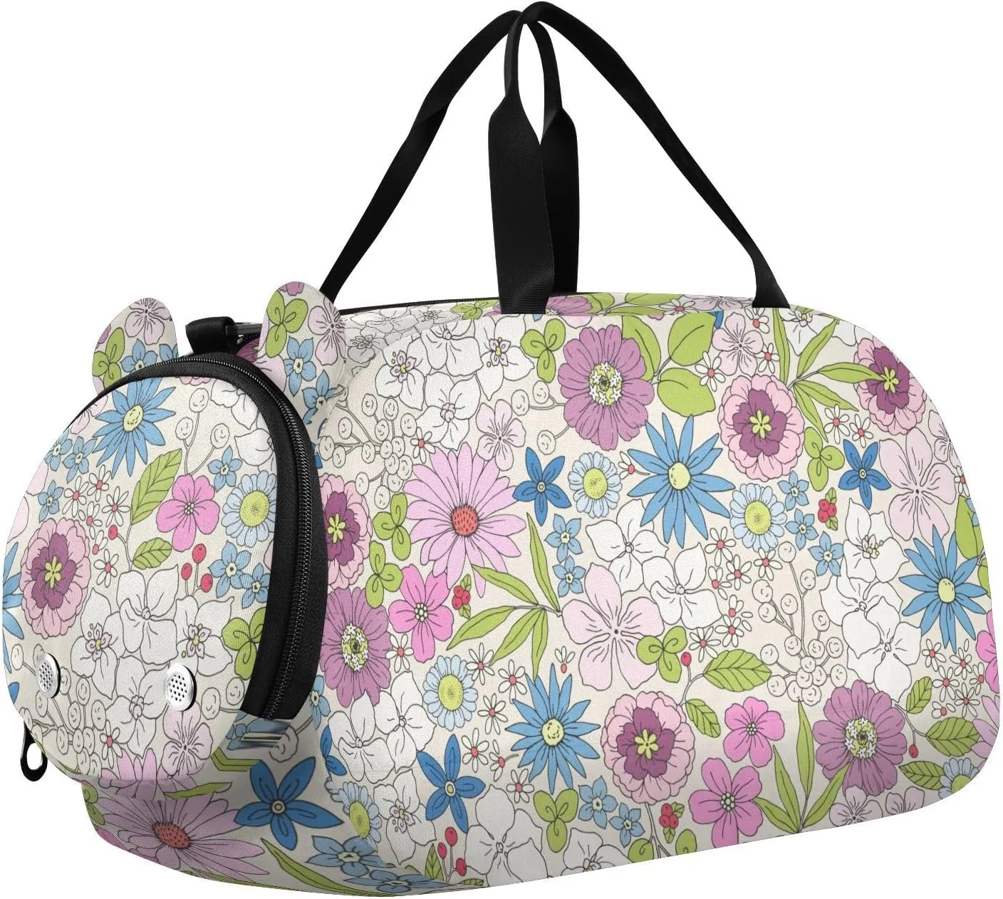Small Pink White Blue Flowers Duffel Bags for Boys Small Gym Bags for Teens Dance Bag for Girls