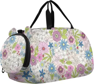 Small Pink White Blue Flowers Duffel Bags for Boys Small Gym Bags for Teens Dance Bag for Girls