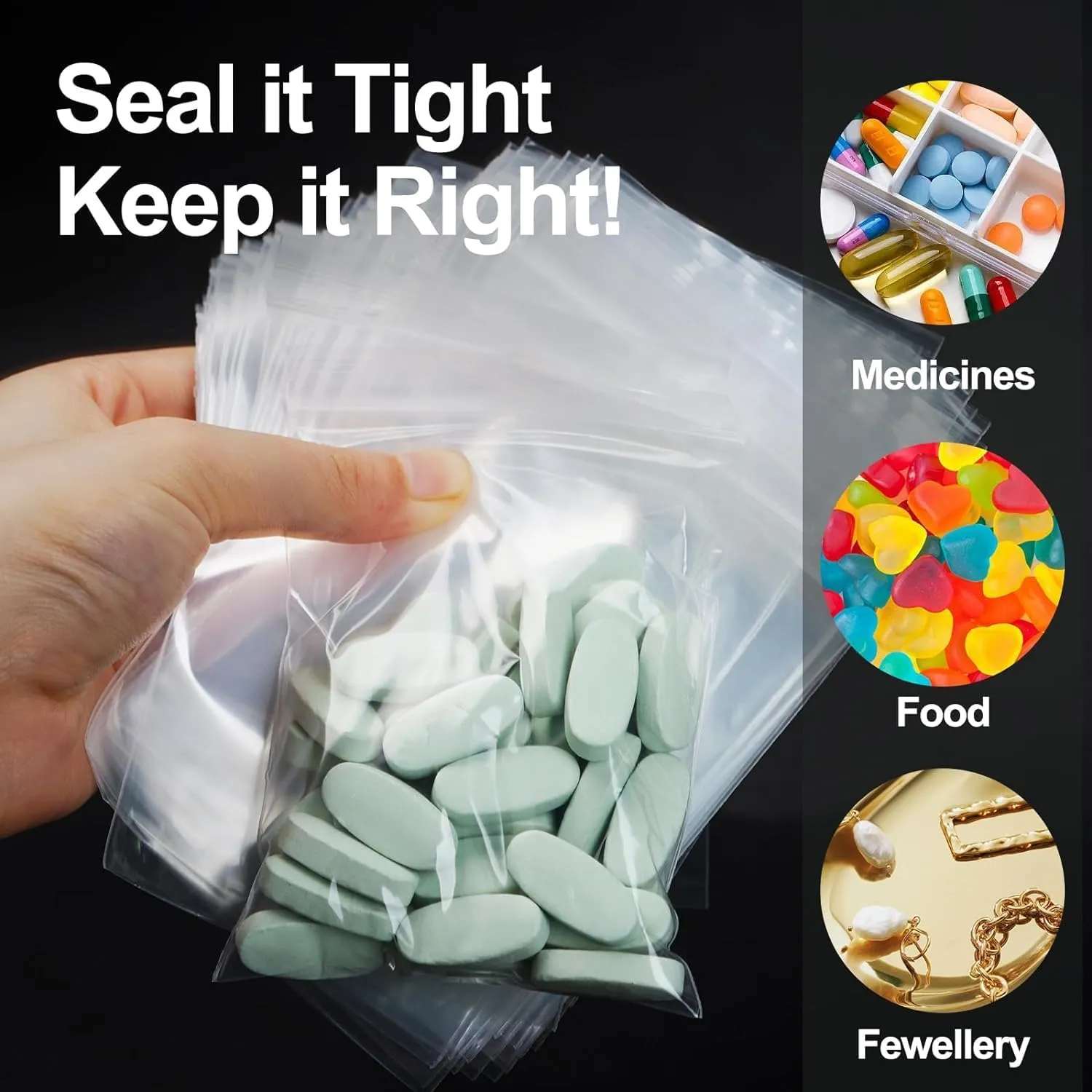 Small Plastic Bags, 1200ct 4"x6" Premium Small Zip Baggies Resealable, 2 Mil(2 Layer) Ultra Strong & Durable Mini Zipper Bags for Jewelry and Small Business - Clear