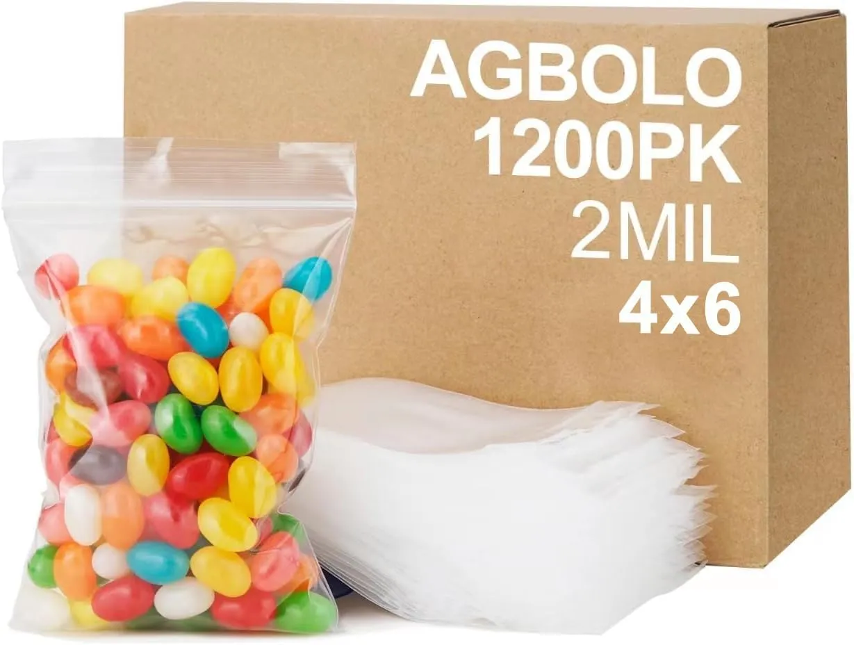 Small Plastic Bags, 1200ct 4"x6" Premium Small Zip Baggies Resealable, 2 Mil(2 Layer) Ultra Strong & Durable Mini Zipper Bags for Jewelry and Small Business - Clear