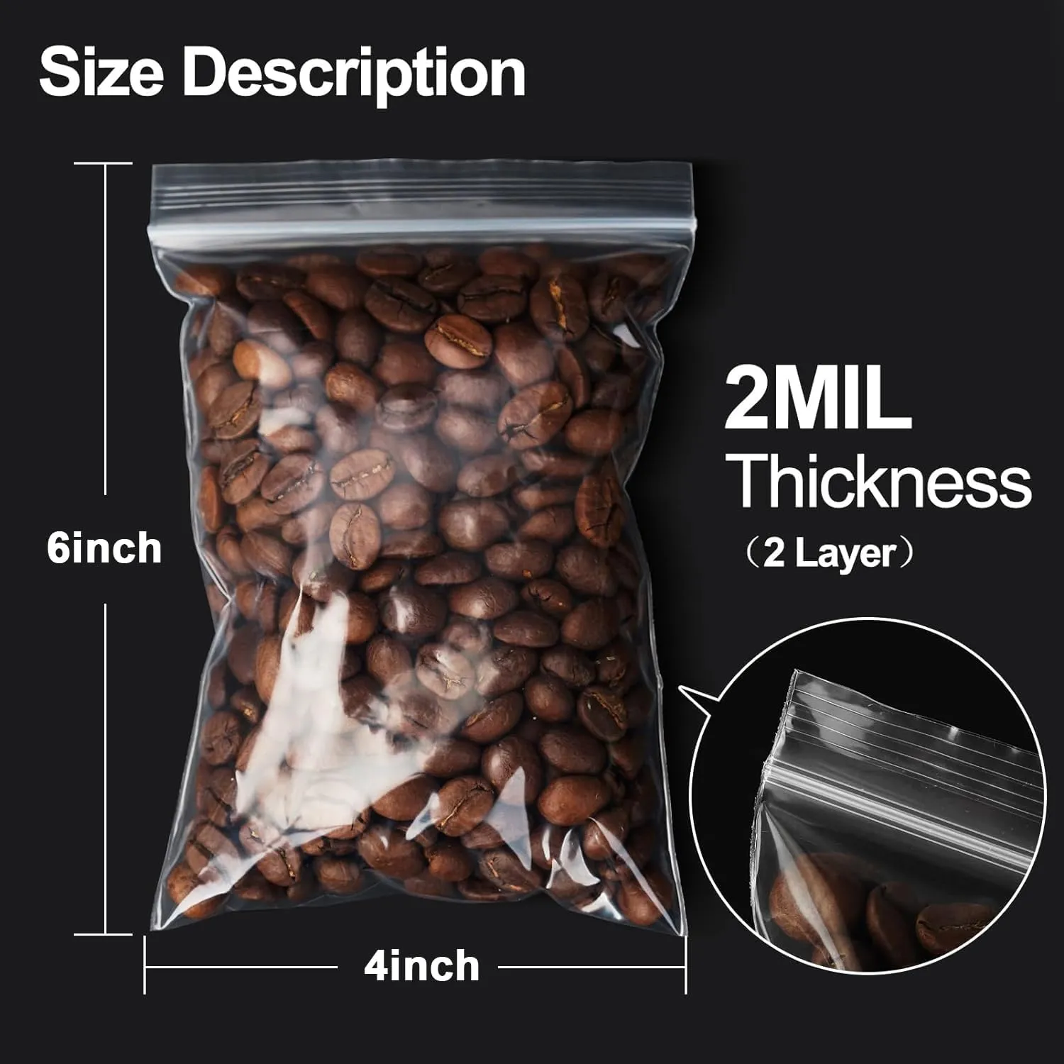 Small Plastic Bags, 1200ct 4"x6" Premium Small Zip Baggies Resealable, 2 Mil(2 Layer) Ultra Strong & Durable Mini Zipper Bags for Jewelry and Small Business - Clear
