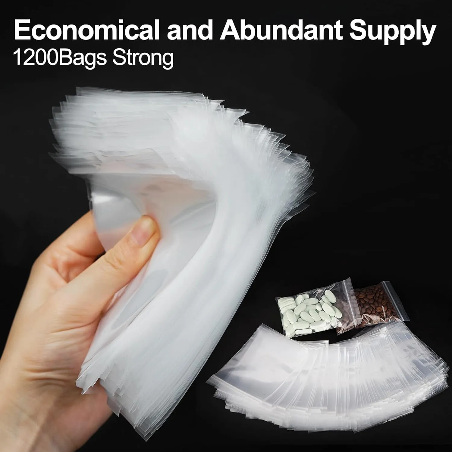 Small Plastic Bags, 1200ct 4"x6" Premium Small Zip Baggies Resealable, 2 Mil(2 Layer) Ultra Strong & Durable Mini Zipper Bags for Jewelry and Small Business - Clear