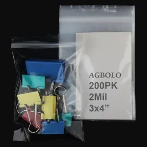 Small Plastic Bags for Jewelry 200 Pcs, 3x4 Small Zip top Lock Bags Resealable, 2 Mil Clear Mini Plastic Bags for Storage, Candy, Small business, Screws