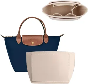 SMART DK Purse Organizer Insert for Longchamp Le Pliage Handbag Insert (beige, L/11 * 6.69 * 9.84in)