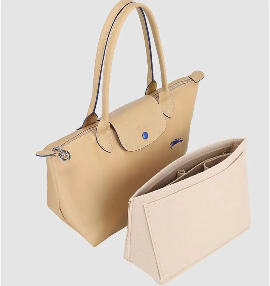 SMART DK Purse Organizer Insert for Longchamp Le Pliage Handbag Insert (beige, L/11 * 6.69 * 9.84in)