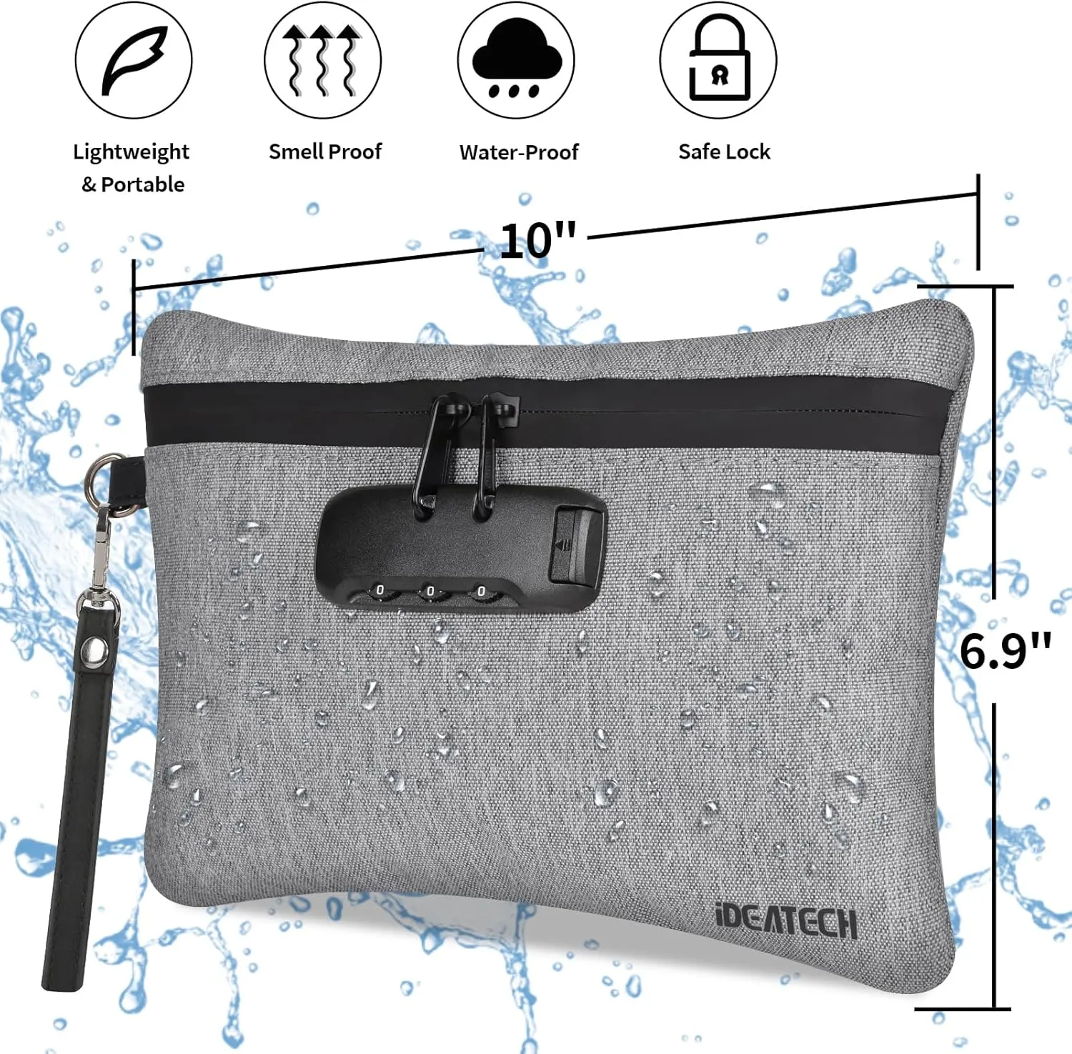 Smell Proof Bags with Lock, Dog-Tested Smell Proof Container,Smell Proof Stash Box,Smell Proof Pouch, Odor Proof Travel Storage Bags, Money Safe Bag, Smell Proof Bag with Odor Proof Jar (Grey)