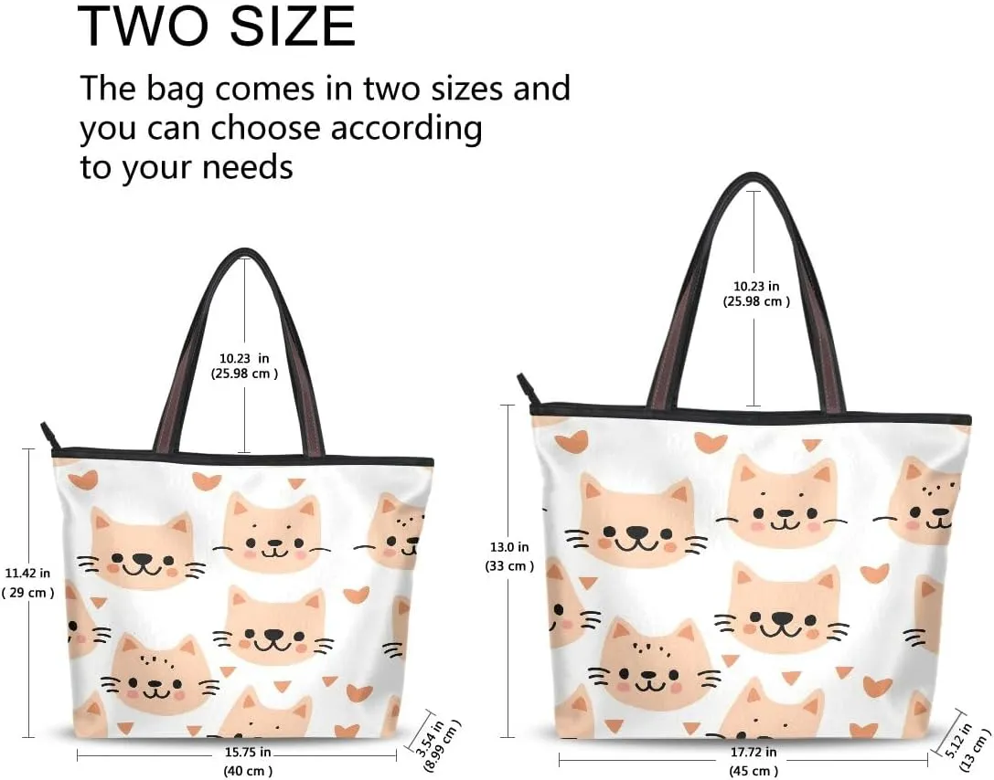 Smile Cat Heart Shoulder Bags Large Handle Ladies Handbag