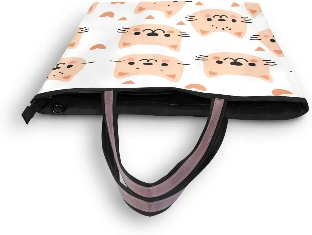 Smile Cat Heart Shoulder Bags Large Handle Ladies Handbag
