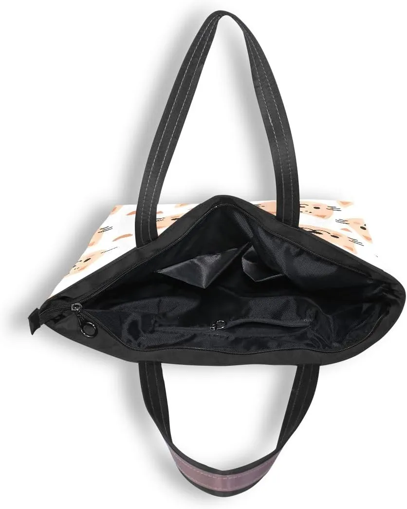 Smile Cat Heart Shoulder Bags Large Handle Ladies Handbag