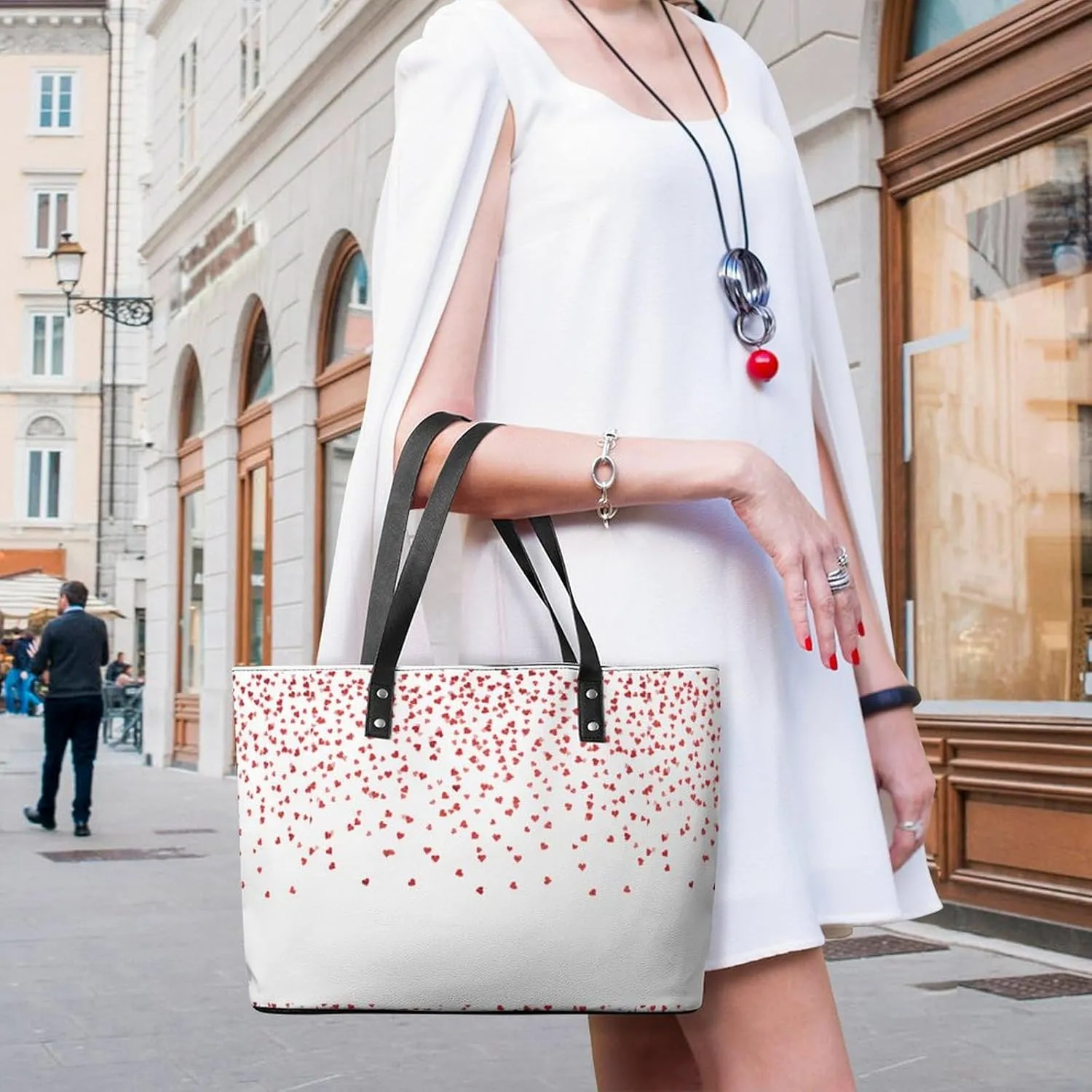 Snowflake Winter Wonderland Leather Handbag Smooth Wrinkle Resistant Lightweight And Convenient