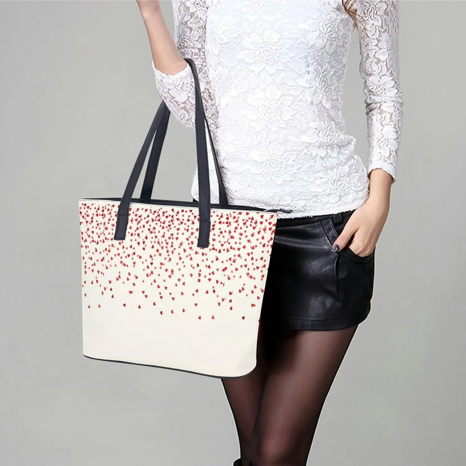 Snowflake Winter Wonderland Leather Handbag Smooth Wrinkle Resistant Lightweight And Convenient