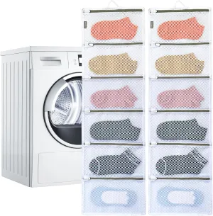 Sock Laundry Bag - Effortlessly Wash, Dry, Sort, & Store 12-36 Pairs of Socks, 12-Pocket Mesh Organizer Bags, No Need for Clip or Lock, for Delicates, Panties, Ties - Perfect for Washer, Dryer, Closet