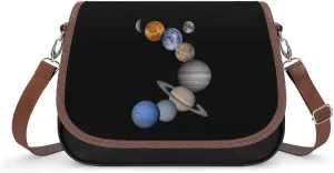 Solar System Planets Cute Crossbody Purses for Women Leather Shoulder Bag Adjustable Shoulder Strap Handbag