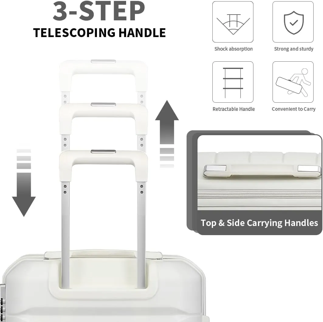 Somago Luggage Sets 4 Piece Lightweight Hardside Polypropylene Travel Suitcases with Double Spinner Wheels and TSA Lock,Creamy White