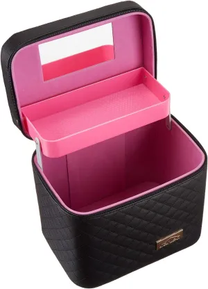 Sooyee Makeup Bag,Makeup Organizer with Mirror,Cosmetic Travel Bag with Fold Tray, Cosmetic Bags for Women Designed To Fit All Cosmetics Professional Makeup Case,Black