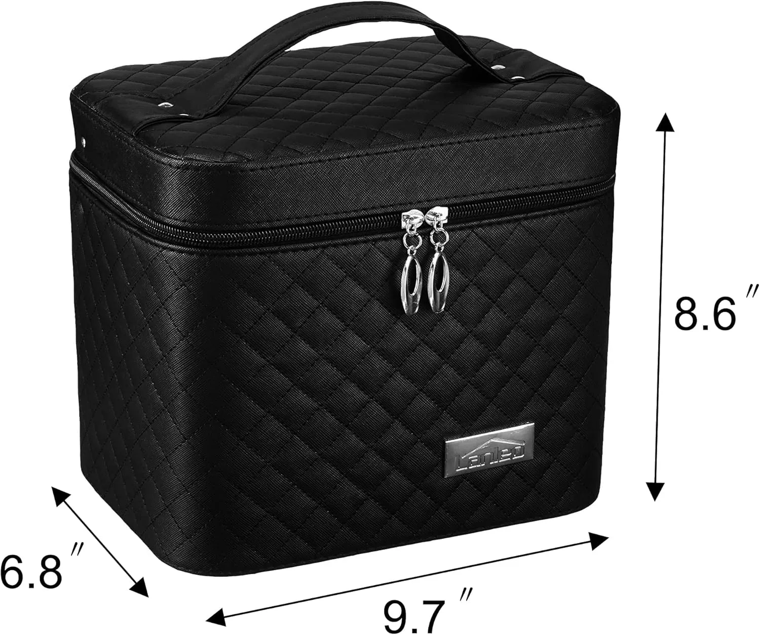 Sooyee Makeup Bag,Makeup Organizer with Mirror,Cosmetic Travel Bag with Fold Tray, Cosmetic Bags for Women Designed To Fit All Cosmetics Professional Makeup Case,Black
