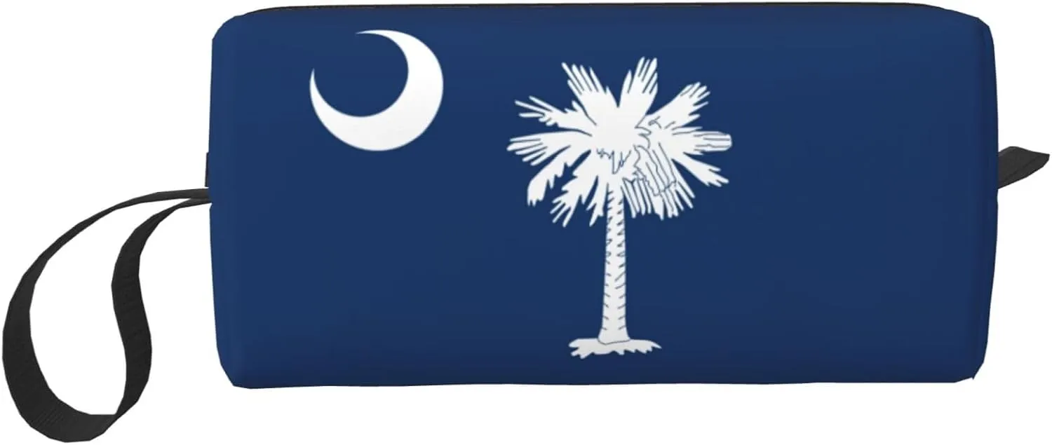 South Carolina Flag print Large Capacity Travel Makeup Case Organizer Makeup Bag Portable Cosmetic Bag For Women