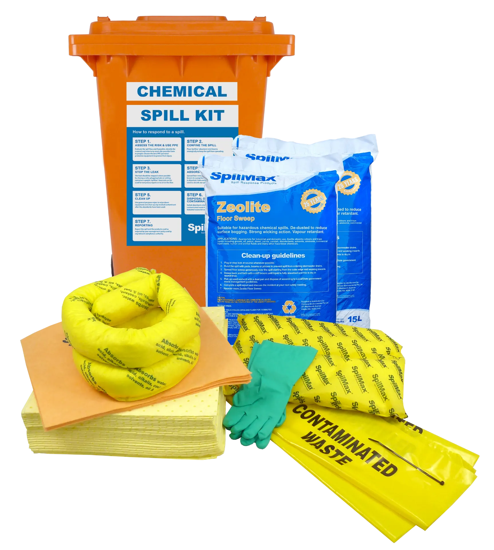 SpilMax 140L Workplace Spill Kit - Chemical with 15L Zeolite
