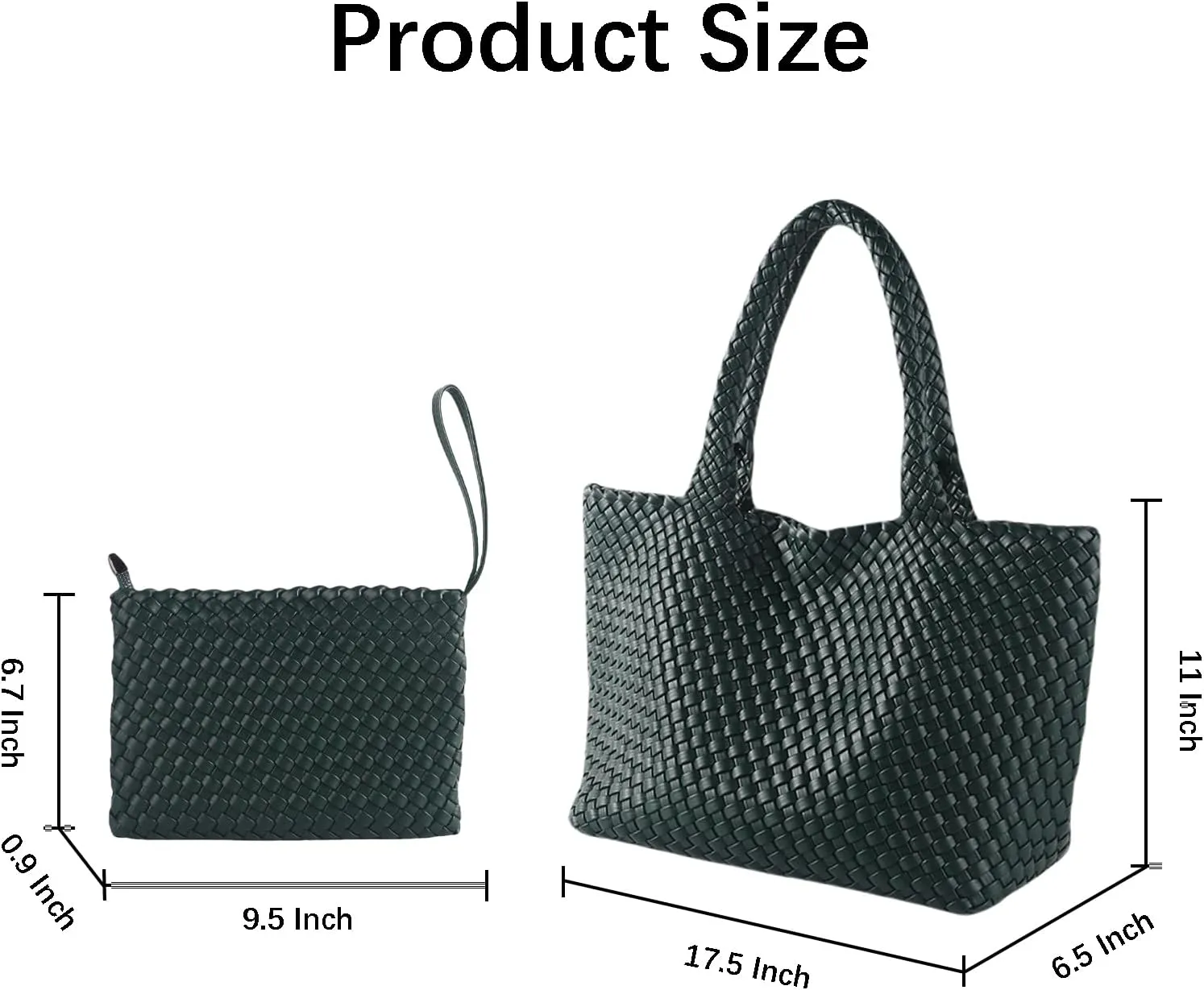 SporGenius Woven Tote Bag for Women, Vegan Leather Beach Bags with Small Purse, Large Travel Top Handle Handbags
