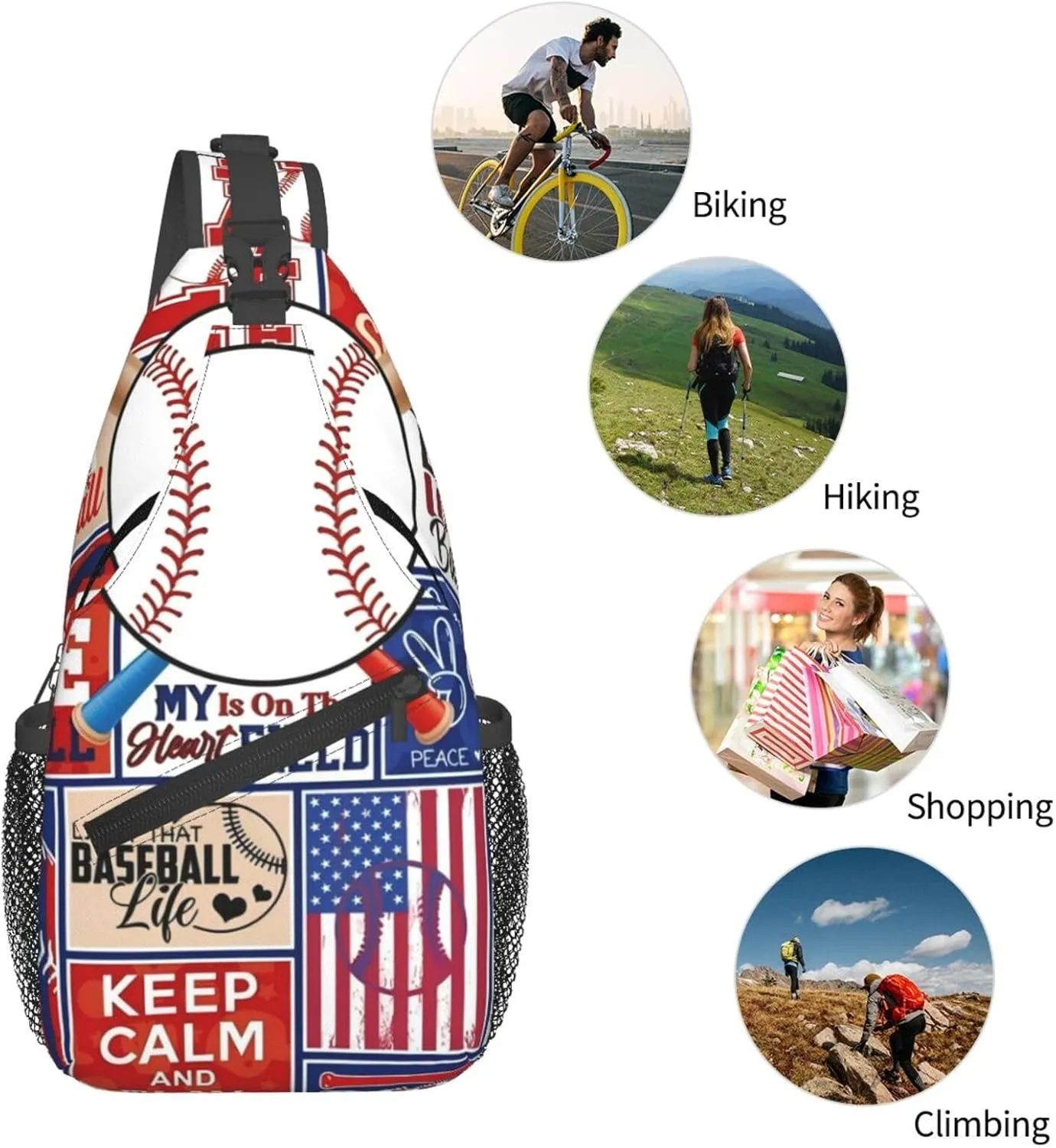 Sport Baseball Team Lovers Chest Bags Crossbody Sling Bag Shoulder Bag Travel Hiking Daypack For Men Women
