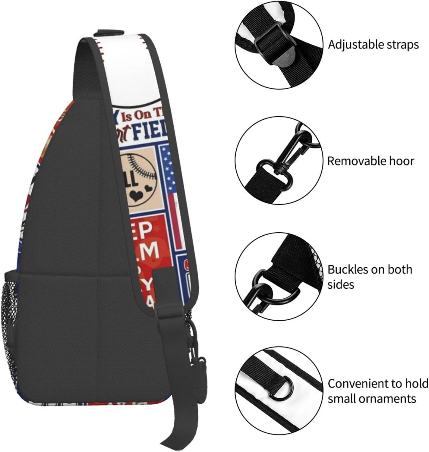 Sport Baseball Team Lovers Chest Bags Crossbody Sling Bag Shoulder Bag Travel Hiking Daypack For Men Women