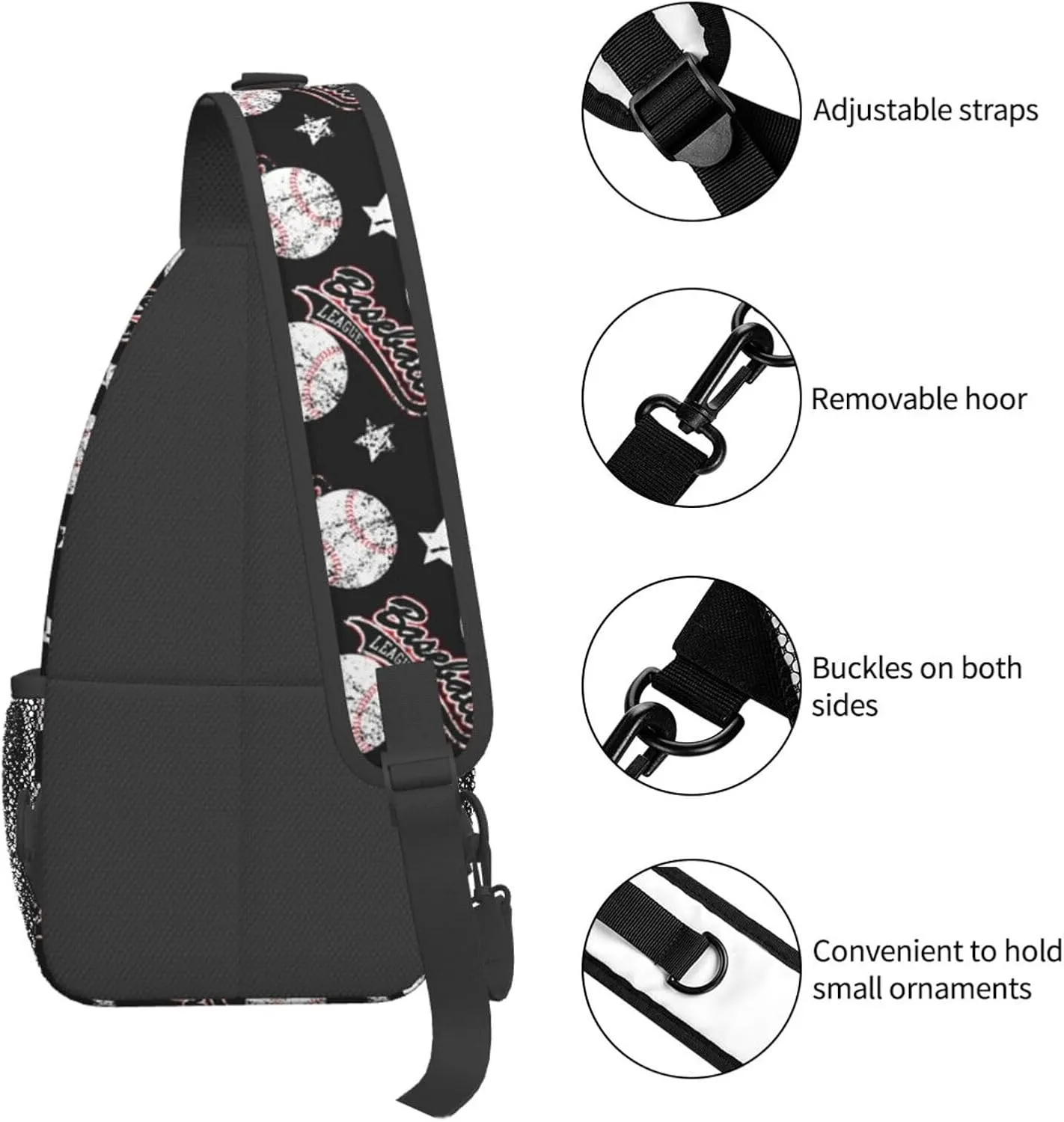 Sports Baseball Ball Chest Bags Crossbody Sling Bag Shoulder Bag Travel Hiking Daypack For Men Women