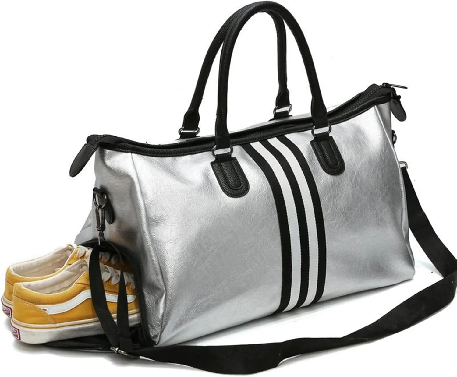Sports Duffel Bags PU Leather Sports For Fitness Yoga Bags Women Travel Sport Handbag Crossbody Waterproof Training Gym Bags Shoes Storage