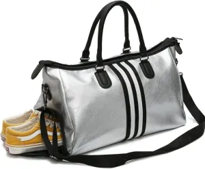 Sports Duffel Bags PU Leather Sports For Fitness Yoga Bags Women Travel Sport Handbag Crossbody Waterproof Training Gym Bags Shoes Storage